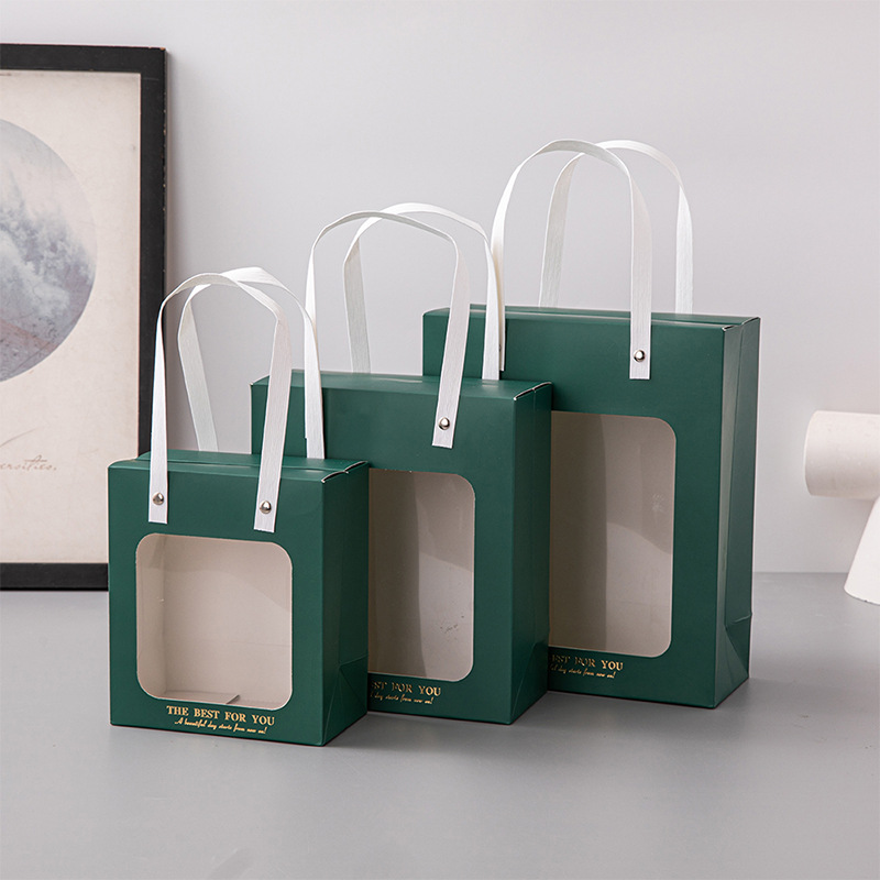 Spot gift bag transparent window paper bag girlfriends birthday gift packaging wedding gift box companion gift box wholesale