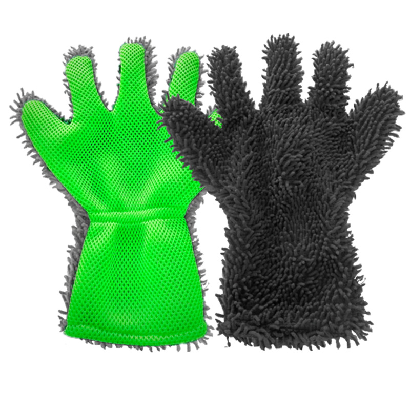 Wholesale car cleaning beauty care supplies chenille coral fleece car wash gloves disposable independent packaging