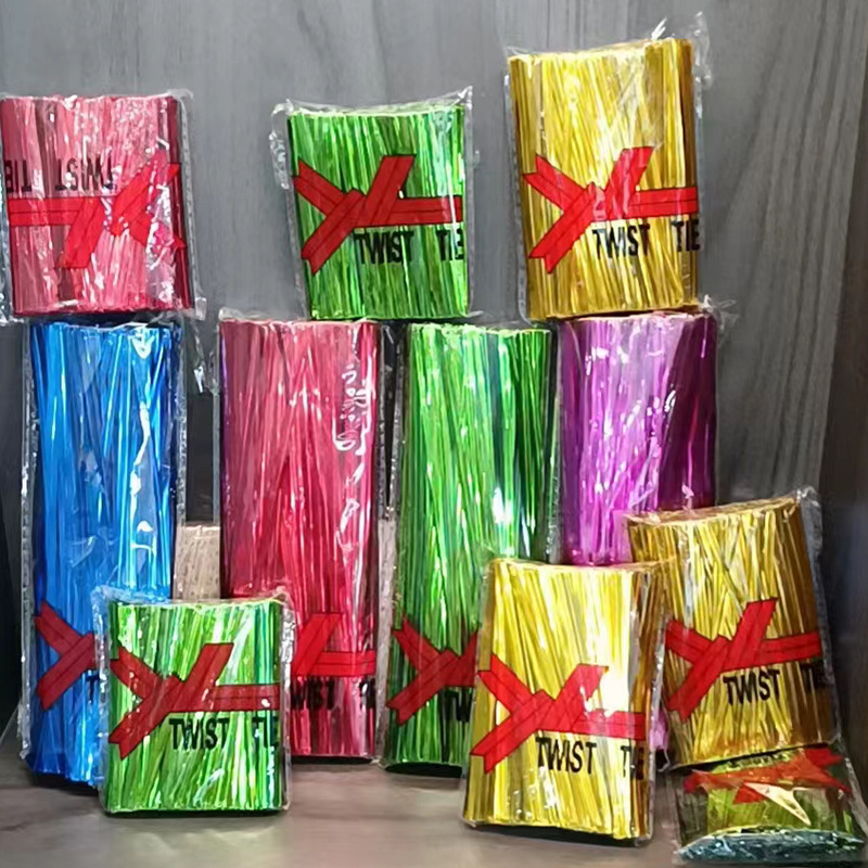 Gold Silver Ribbon color tie wire wire binding bread food gift box packaging sealing 800 pieces