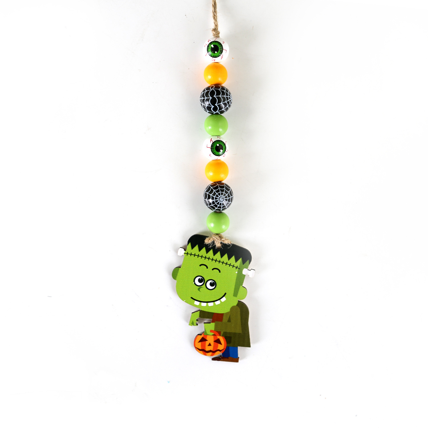 Halloween Wooden Bead String Tassel DIY Ghost Black Cat Hangtag Tassel Party Carnival Decoration Pendant Beaded Hanging