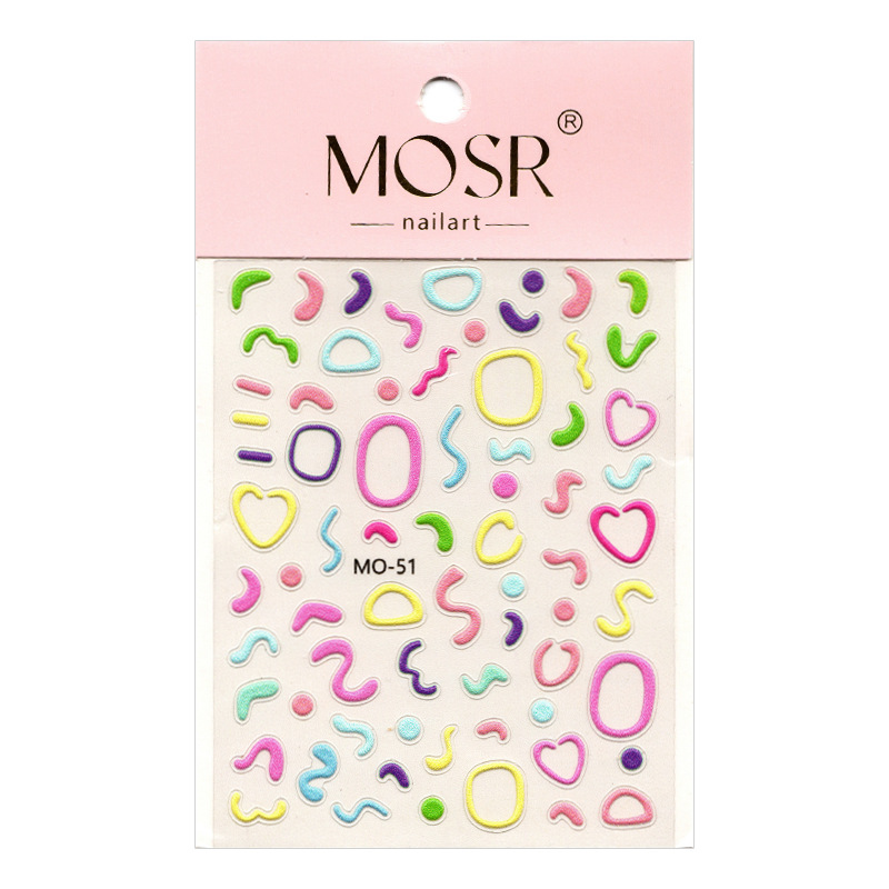 Nail dopamine relief sticker line circle tulip letters love nails three-dimensional Japanese adhesive cute
