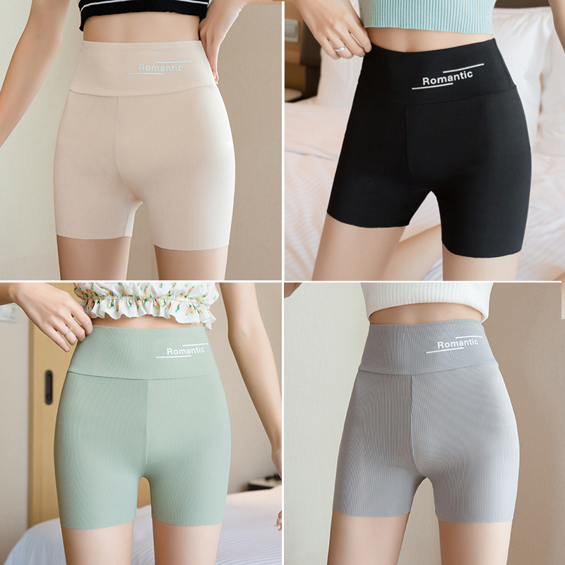 plus size 100.00kg Wearing High Waist Safety Pants Ice Silk Women's Anti-walking Abdominal Tight plus size Leggings Summer Insurance Pants