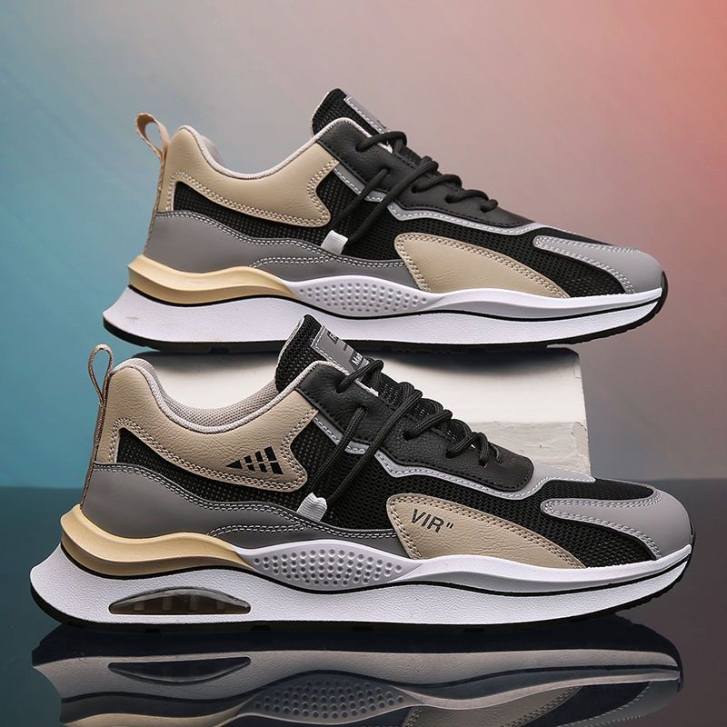 Men's 2024 Spring and Autumn New Breathable Mesh Anti-Slip Student Sports Casual Thick Running Agon Dad Shoes for Men