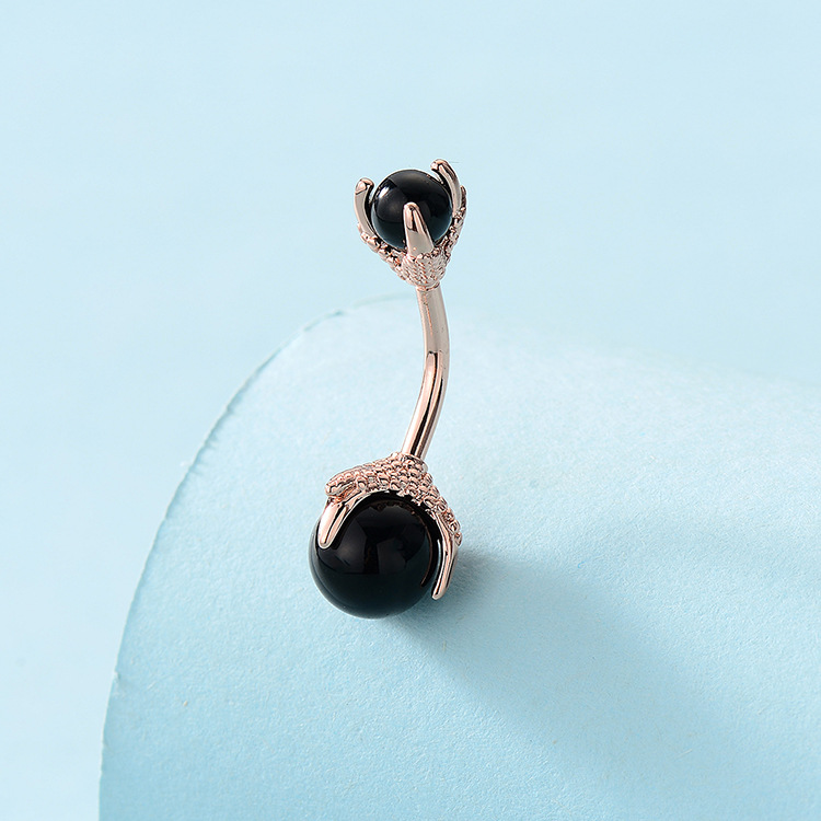 European and American ins Halloween natural stone crystal powder protein dragon claw stainless steel navel ring piercing navel nail