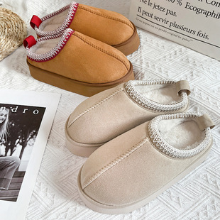 Cross-border moon shoes fleece-lined summer thick-soled slippers cotton shoes women's non-slip suede winter bag heel cotton swell wholesale