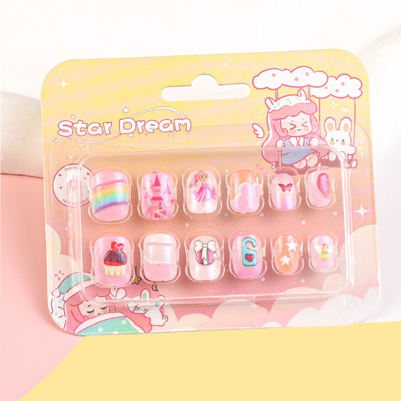 Children's Cartoon Nail Stickers Baby Toy Nail Chips Finger Wear Nails New Cute Princess Self-Adhesive Nail Art Stickers