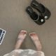 French style square head rhinestone toe sandals for women to wear high-end sense 2024 new summer elegant silver sandals