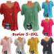 New Cross-border European and American Women's 2022 Summer Wish Amazon ebayV Collar Loose Short-sleeved Printed T-shirt