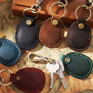In Stock Suitable for AirTag Protective Case Airtag Locator Leather Case with Keychain Leather Access Card Case