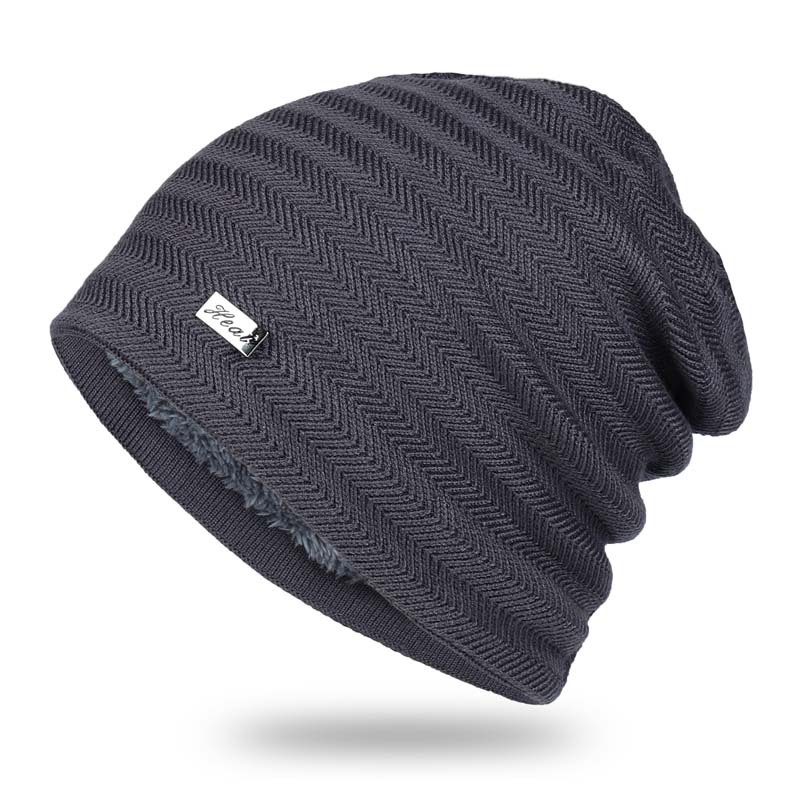Autumn and winter hat men's knitted hat fleece-lined wool hat warm pile hat women's bag head hat outdoor pullover hat skiing