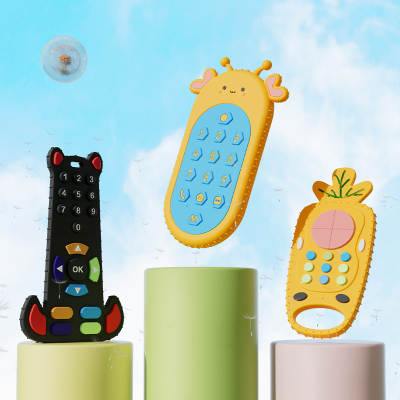 Remote control tooth glue silicone bite music Baby Touch button animal toy baby anti-eating hand grinding stick tooth glue