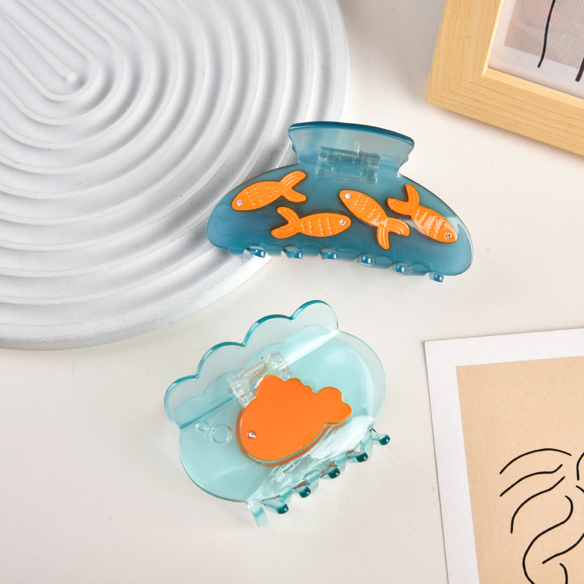 YHJ hair accessories new acetate grip transparent fish tank hairpin cute animal fish shark clip plate hairpin hair grip_voghion.com
