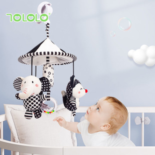TOLOLO Cross Border Neonatal Black and White Vision Training Bed Bell Rotatable Wind Bell Baby Car Pendant Baby Toy