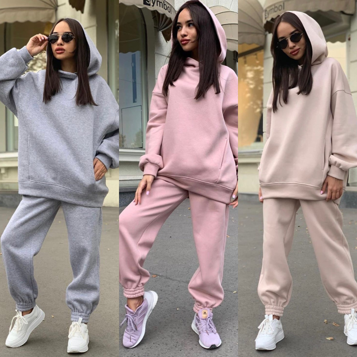 Demi-season fashionable colored hoody, set, 2021 collection, Amazon, European style