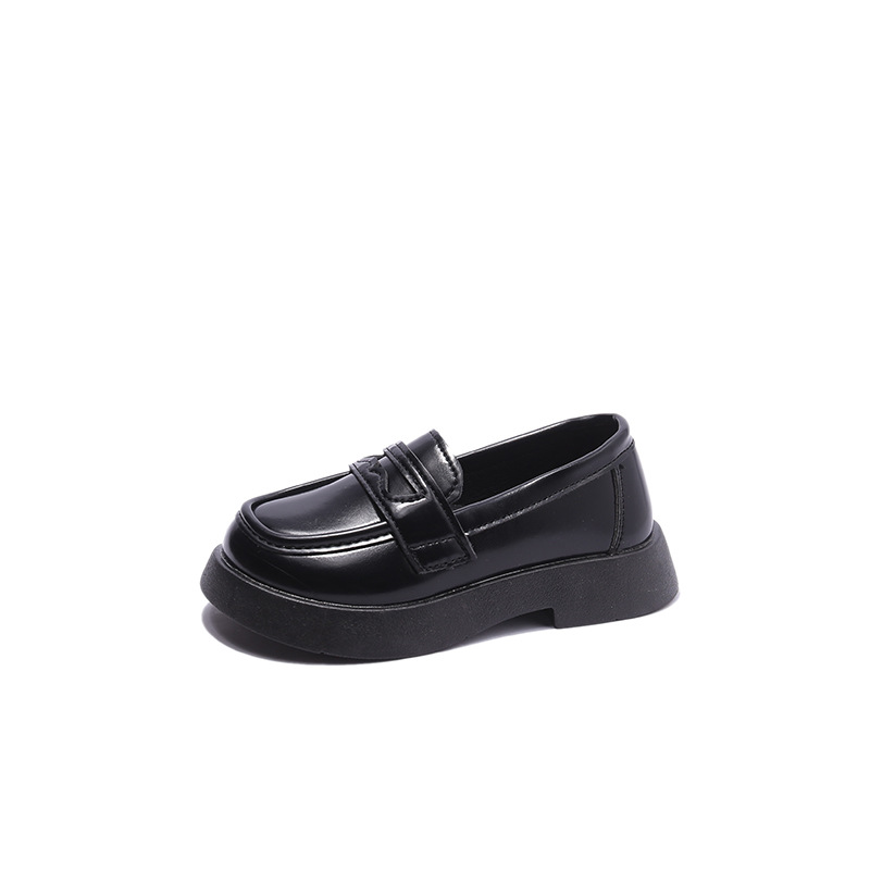 Girls Princess Leather Shoes Spring and Autumn New Solid Color Single-layer Shoes Flat Shoes Bean Shoes Girls Princess Shoes Leer Tongfu Shoes