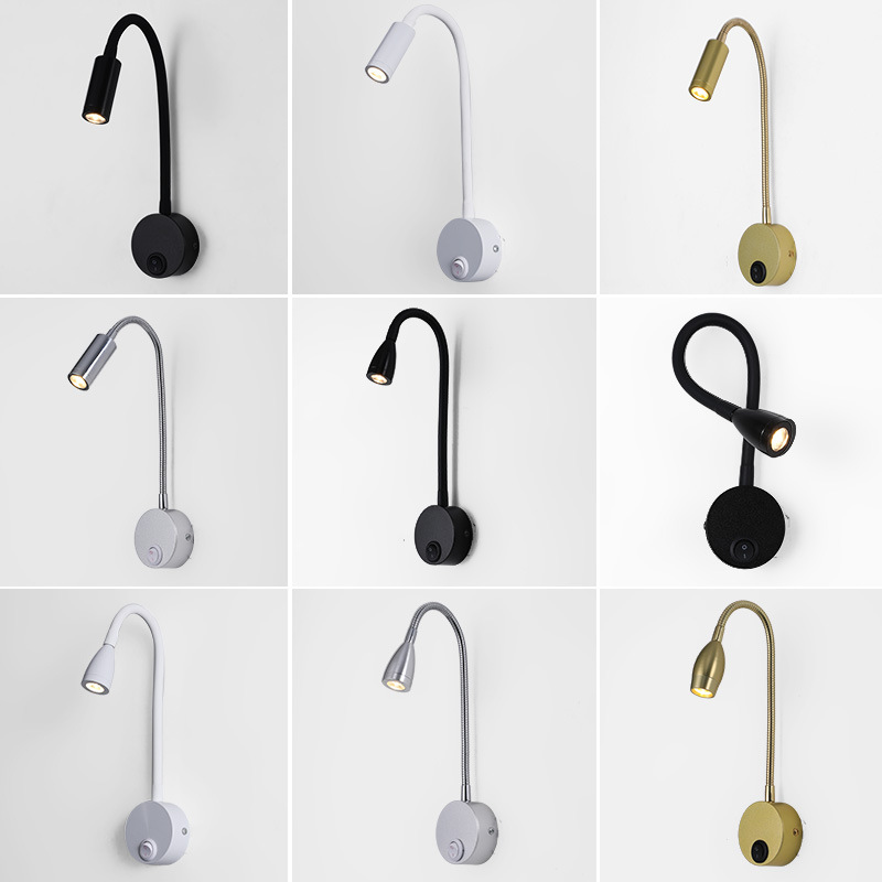 Cross-border soft tube wall light bar switch modern minimalist surface-mounted hotel bedside lamp study bedroom reading LED spotlight