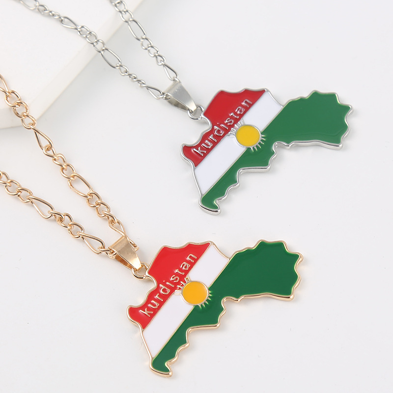 AliExpress Amazon New Kurdistan Zinc Alloy Drop Oil Map Necklace Fashion Men Pendant Wholesale