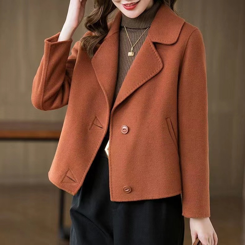 Coat women's autumn wear small double-sided woolen coat women's short woolen coat trendy 2024 new women's clothing