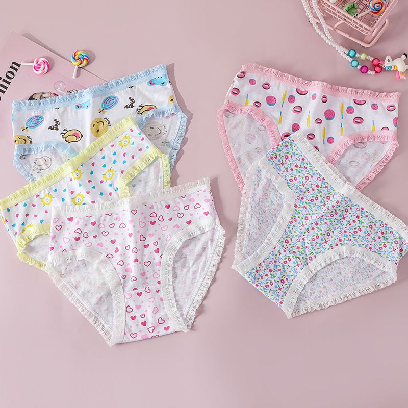 Children's foreign goods underwear girls floral briefs cotton multi fancy cross-border single goods factory direct spot