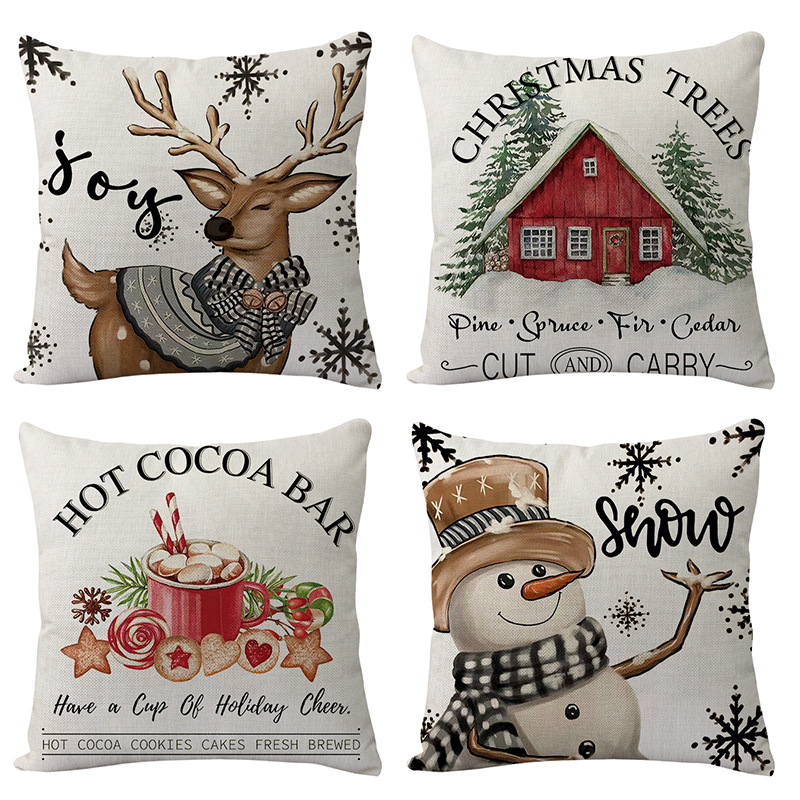 Christmas pillowcase Amazon cross-border exclusive plaid elk cushion home decoration ins style black and red plaid