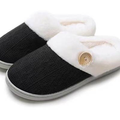 2022 new plush buttons multi-color stitching warm brand with home slippers