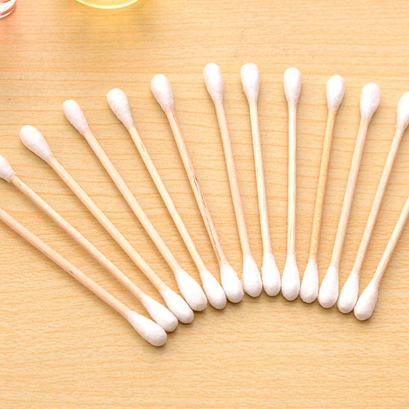 Double-headed cotton swab ear-pulling cosmetic disinfection cotton swab pointed wooden stick makeup remover box cotton ball disposable sanitary cotton swab
