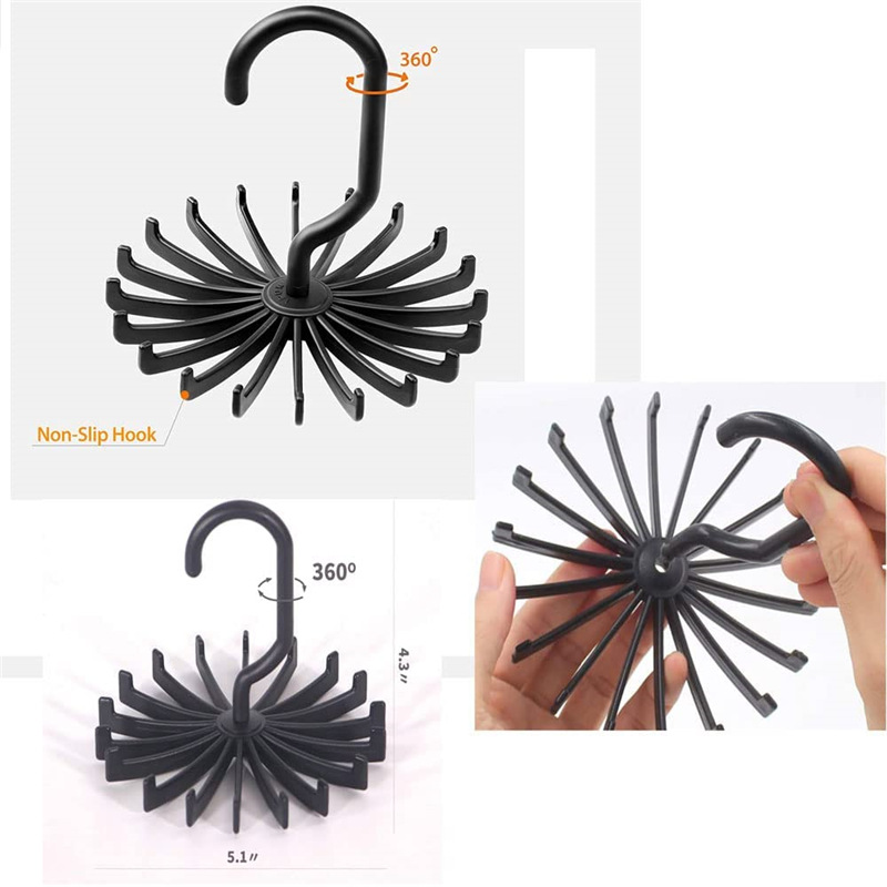 Supply wish Amazon brand new pp material export Australian and American round plastic tie rack 360 degrees rotating 20 pieces