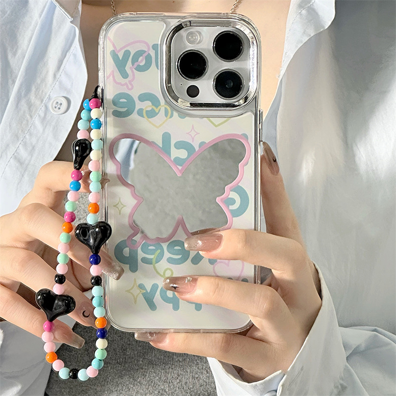 知泰蘋果手機殼15Pro三合一鏡面適用13/14手機鏈iPhone11一件代發