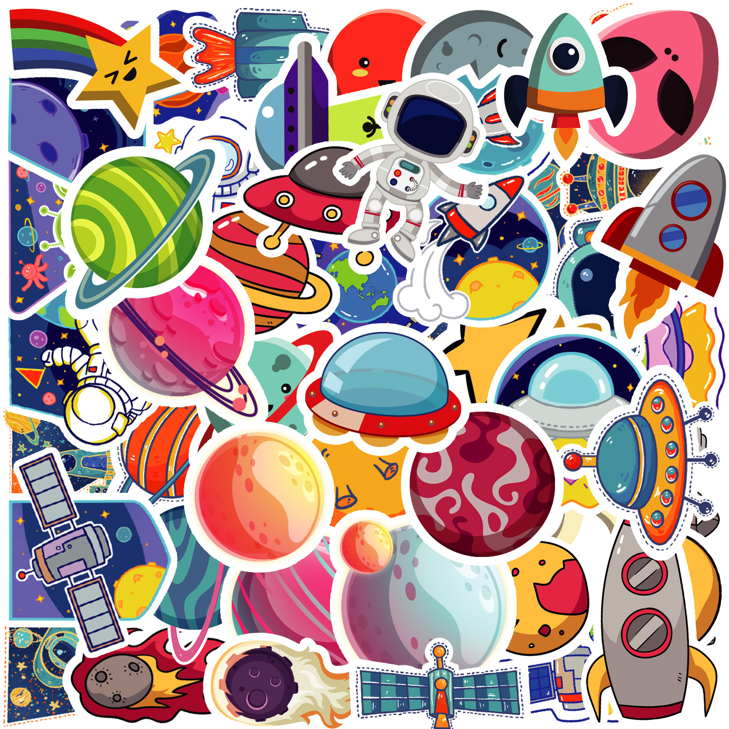 50 Cosmo Astronaut Cartoon Stickers Car Mobile Phone Water Cup Decoration Stickers Notebook Waterproof Hand Account Stickers