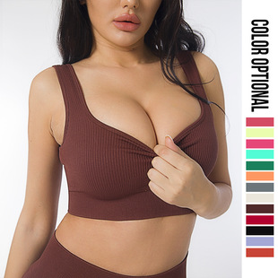 European and American high-strength shockproof fitness bra beauty back big chest push up sports underwear women's thread yoga vest top