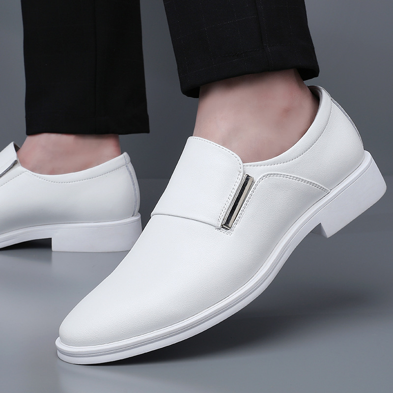 White Leather Shoes Men's Genuine Leather Spring Breathable 2022 New Dress Business Derby Shoes Men's Casual British Men's Shoes