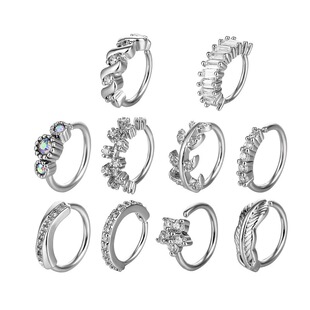 Cross-border e-commerce nose ring simple copper inlaid zircon nose ring body piercing nose ring 10 pieces suit