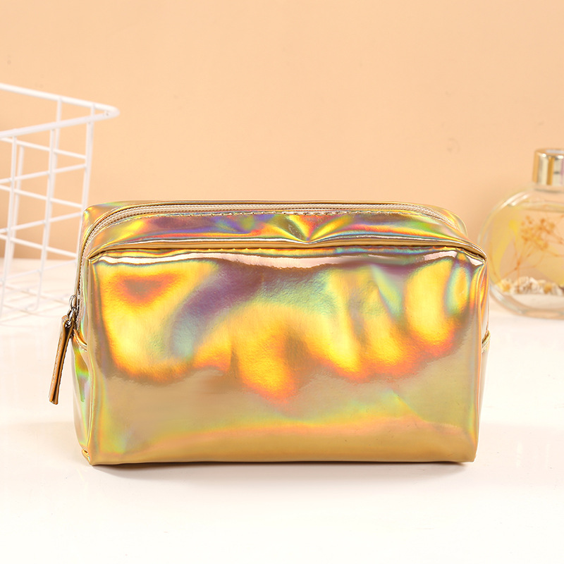 New solid color laser cosmetic bag ins style portable travel wash storage bag makeup activities gift bag wholesale