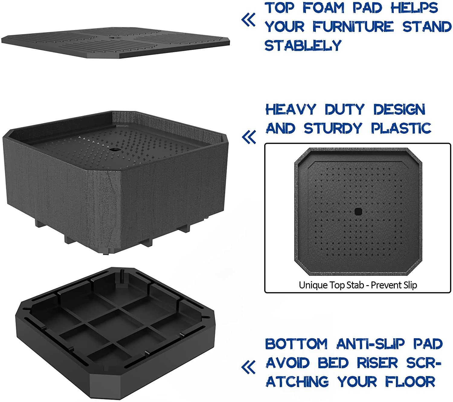 Full Edge Bed Foot Elefying Mat Furniture Foot Mat Stacking Non-Slip Cabinet Foot Base Refrigerator Washing Machine Base Table and Chair