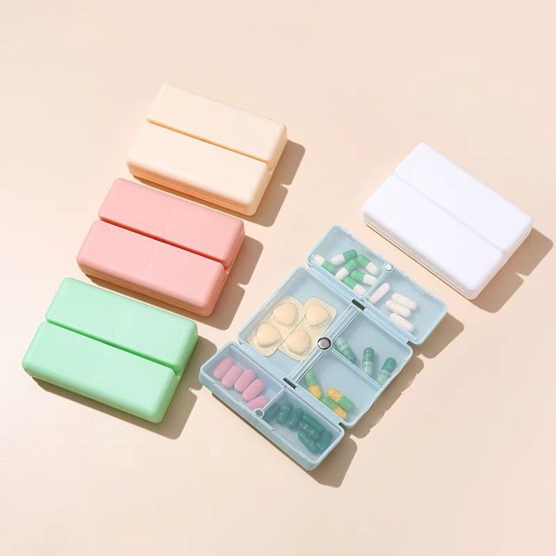 Wholesale portable 7-grid pill box independent folding double-layer storage box magnet magnetic seven-grid pill box