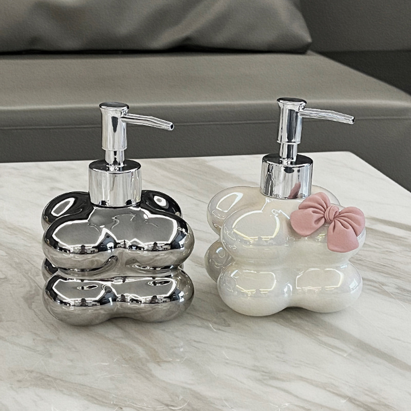 Light Luxury Ceramic Cloud Two-Ball Lotion Bottled Body Soap Facial Cleanser Press Bottle Shampoo Hand Soap Bottle