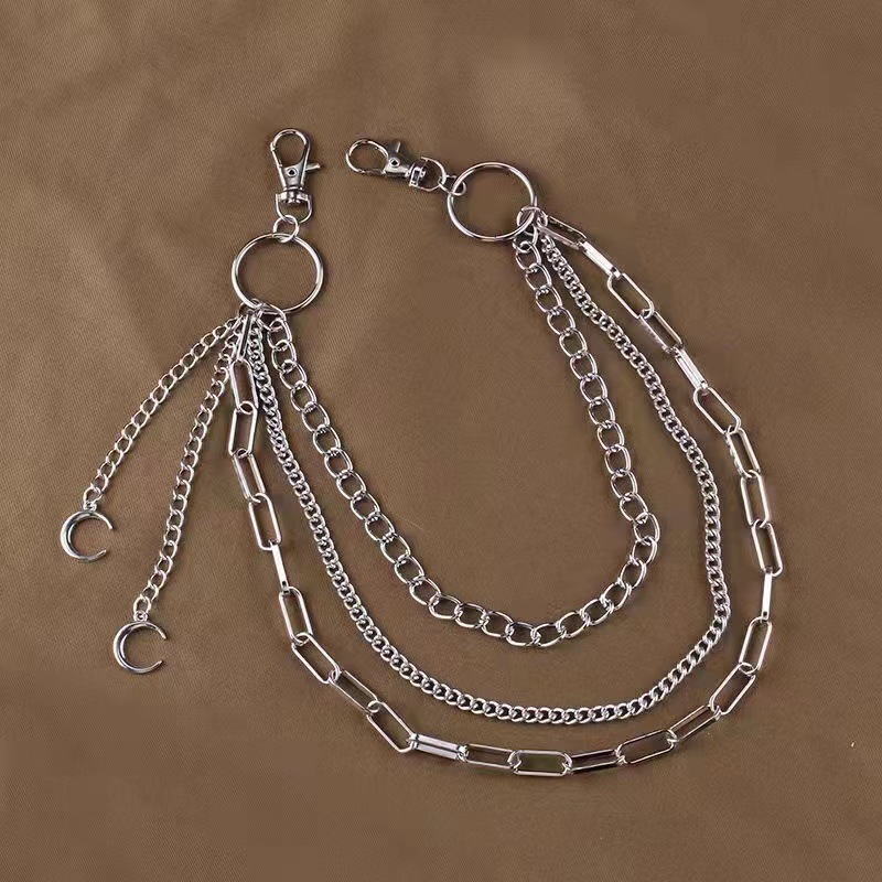 European and American Cross-border Jewelry Punk Metal Crescent Geometric Chain Pant Chain Hip-hop Trendy Cool All-match Waist Chain for Men and Women