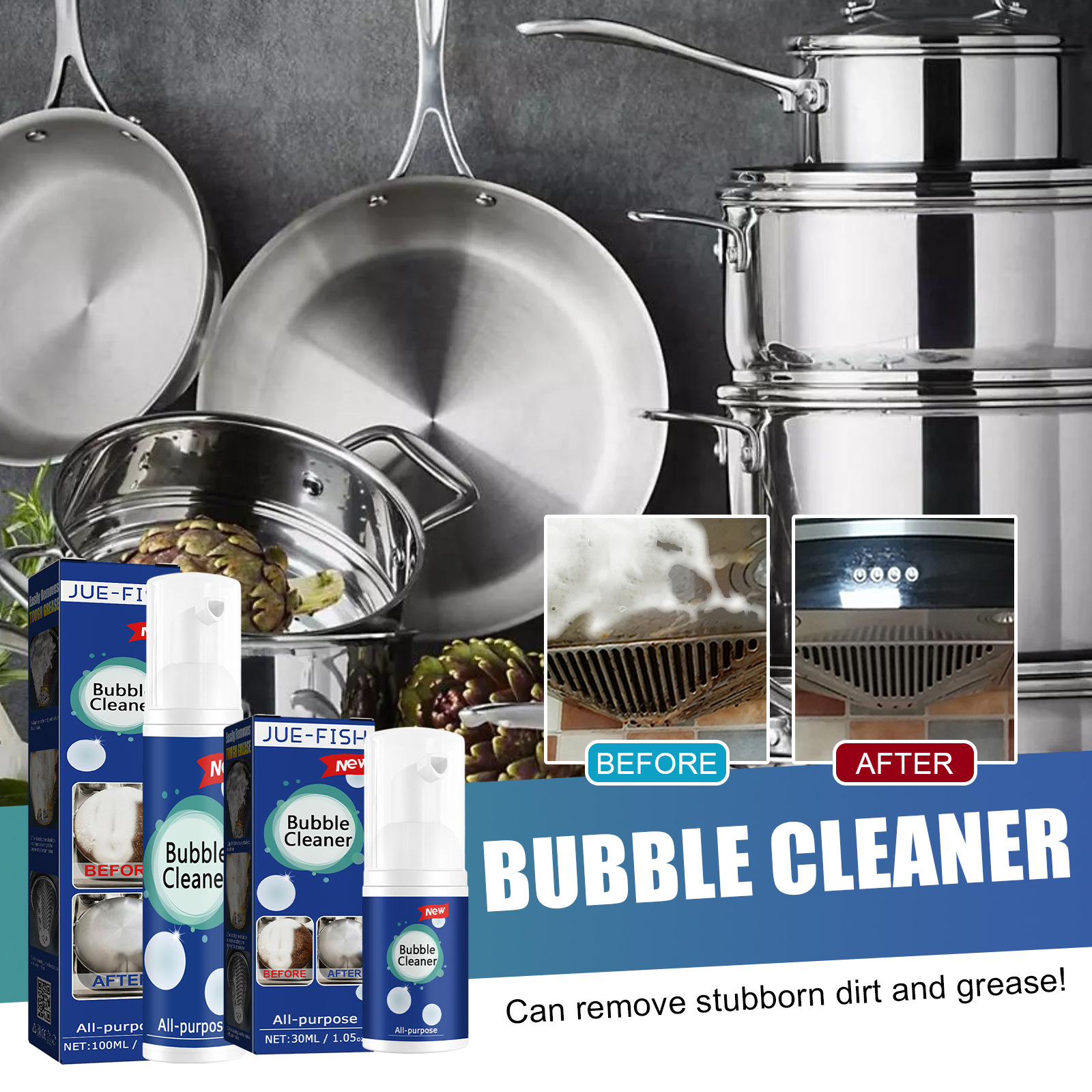 Jue-Fish oil stain foam cleaner kitchen stove range hood multi-purpose heavy oil stain foam cleaner