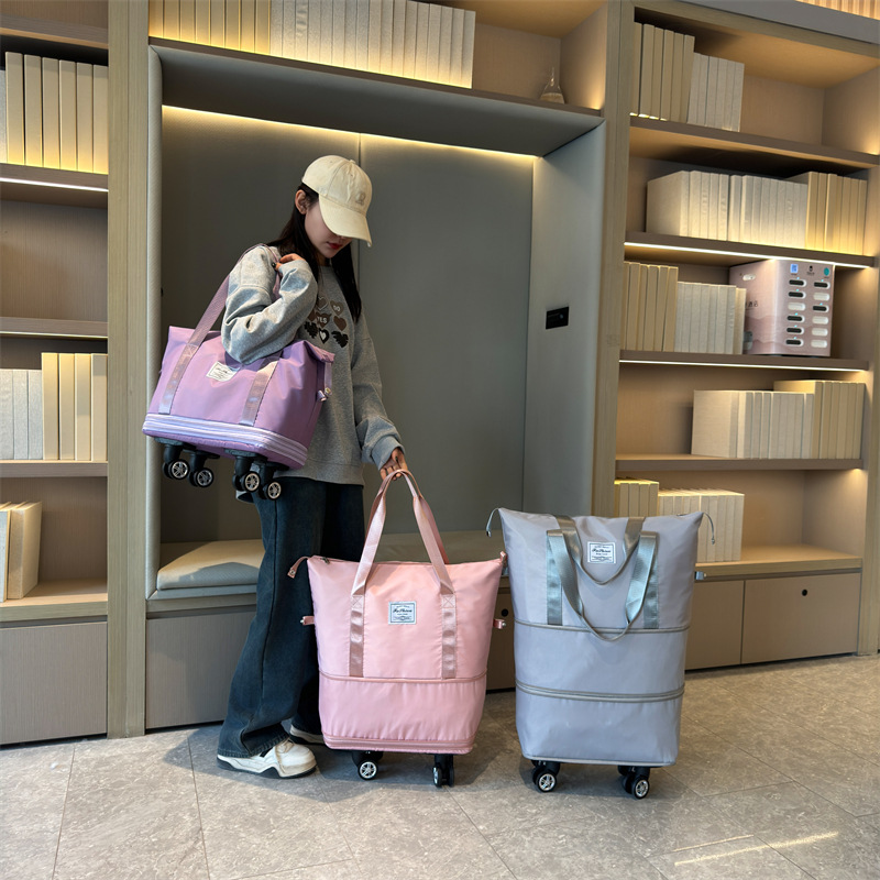 Travel bag large capacity universal wheel student business trip waiting storage bag waterproof wet and dry separation expandable luggage bag