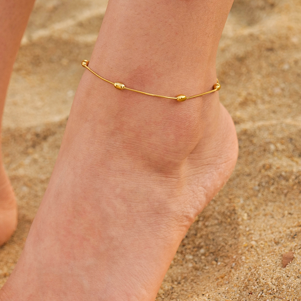 欧美跨境小众沙滩百搭女简约波西米亚彩色米珠脚链波西米亚风脚饰