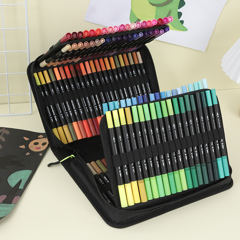 120 color 72 color 60 color double head watercolor pen set soft head hook line pen children's art painting brush painting materials supplies