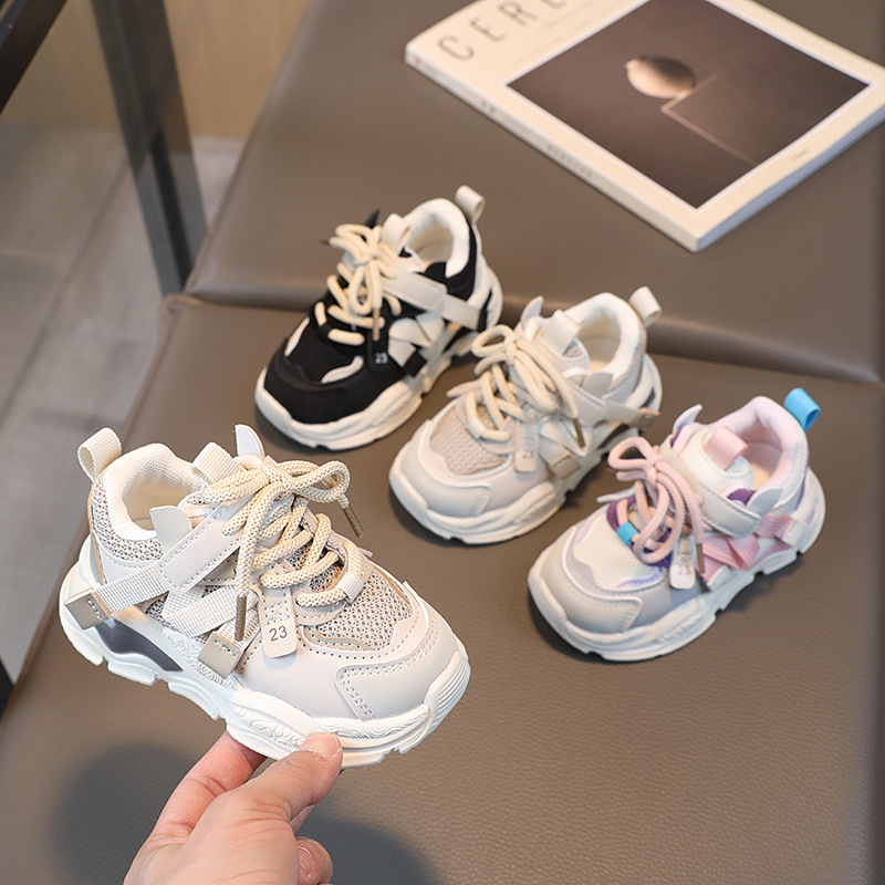 Girls' Sneakers Spring and Autumn New Children's Sneakers Small and Medium-sized Children's Mesh Sneakers Girls' Running Shoes Trendy Children's Shoes