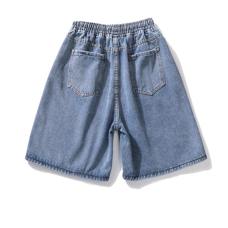 Light blue Denim shorts men's summer thin fashion brand fifth pants plus size loose American retro high street Middle pants