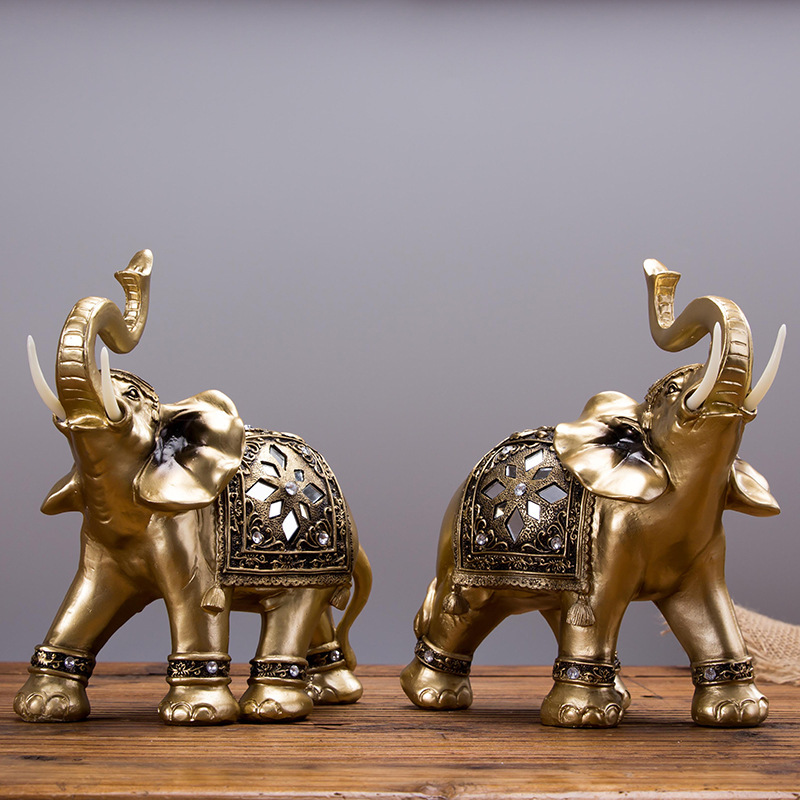 Elefante transfronterizo decoración nueva casa regalo de inauguración moderna sala de estar gabinete del vino decoración del pasillo Madre y niño elefante artesanía de resina