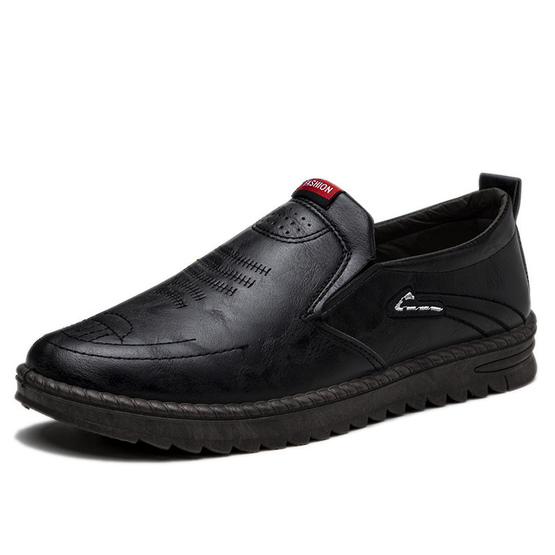 Dad shoes men's leather shoes new PU soft bottom comfortable casual men's shoes fashion rubber sole slip-on loafers