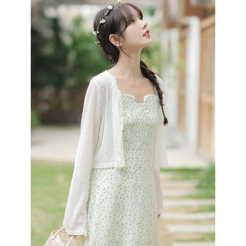 French sun protection clothing cardigan women's outer wear thin autumn and summer strap dress shawl blouse small waistcoat