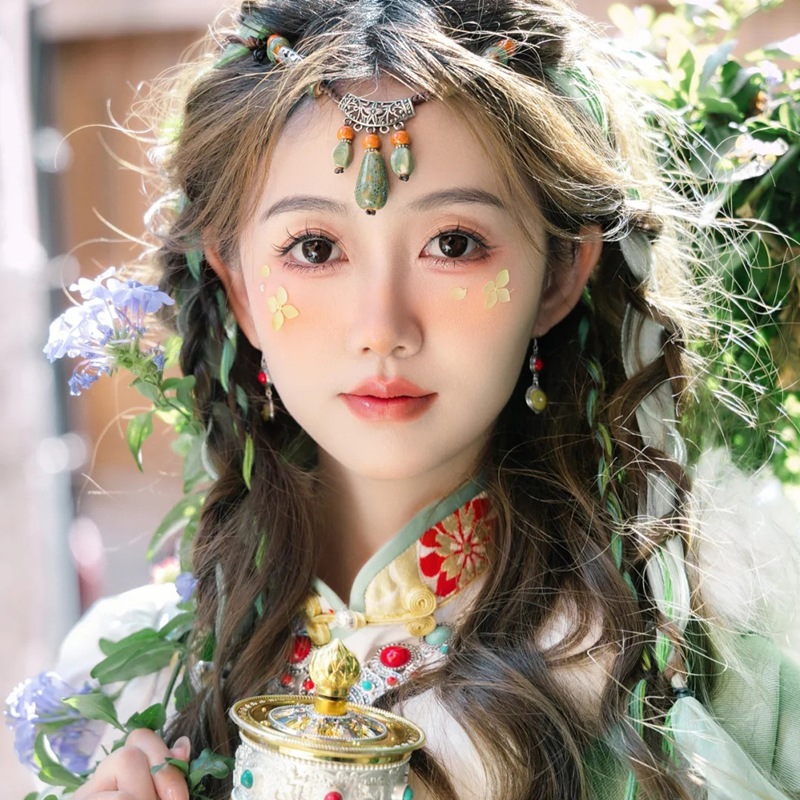 Stirnkette im Stil ausländischer Minderheiten, Kopfkette im tibetischen Stil, böhmische Halskette, Retro-Anzug für Damen, Reisefoto-Kopfbedeckung_voghion.com