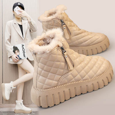 XQ285 Snow Boots Women's Winter Fleece-lined Bread Shoes 2023 New Thick Sole Increased Snow Cotton Short Boots Warm Cotton Shoes