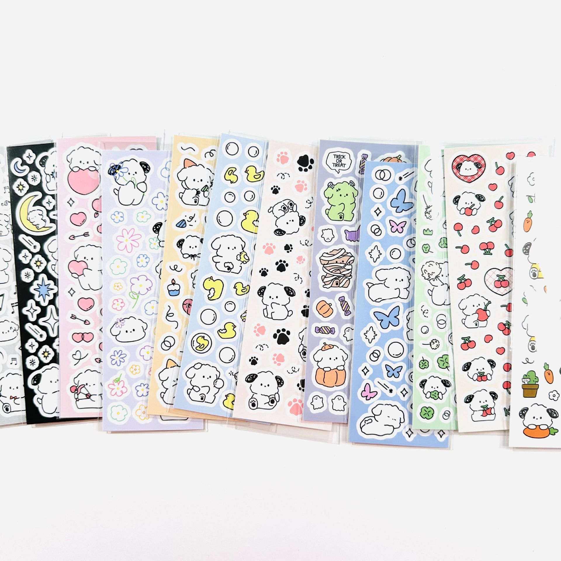 Korean cartoon white dog Guka sticker, Instagram matte film, cute journaling card album DIY decoration sticker