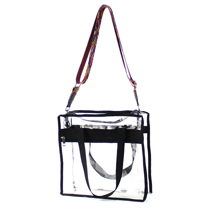 Cross border hot sale large capacity PVC shopping bag fashion transparent messenger bag ladies all match jelly bag in stock wholesale